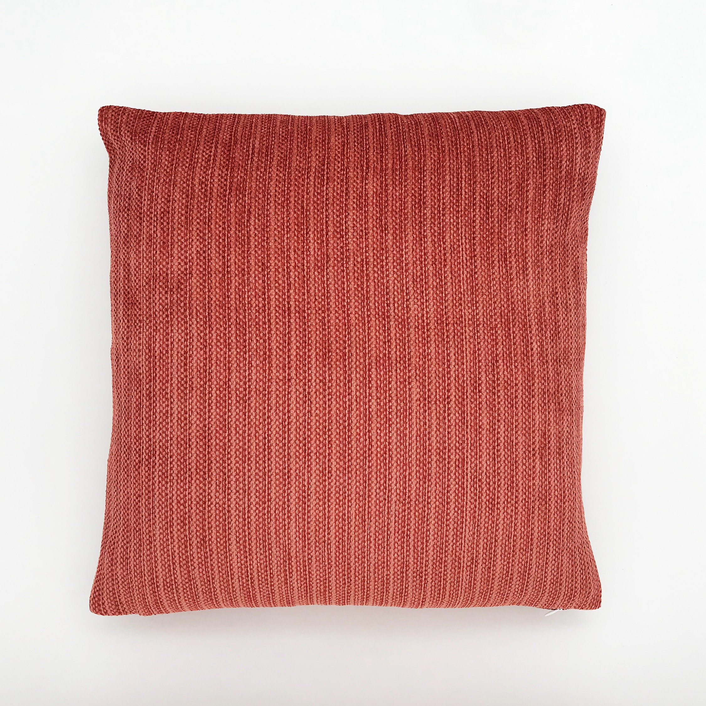 Burnt Orange Textured Pillow Cover / Chenille Stripe Accent Etsy