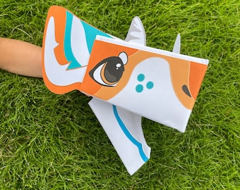 Handpopset draken – afdrukbaar papieren knutselpatroon (pdf)