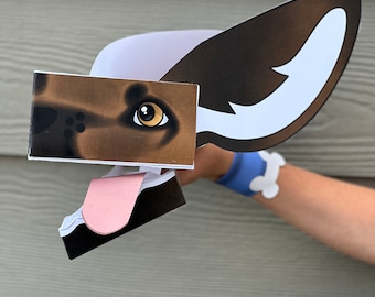 Modèle de marionnette chien - 6 modèles en papier, bouche qui bouge (modèle PDF)