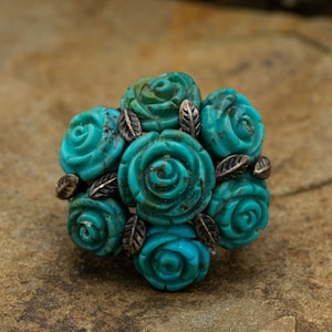Gorgeous Turquoise Rose Bouquet in Sterling Silver by HSN Sally C Treasures