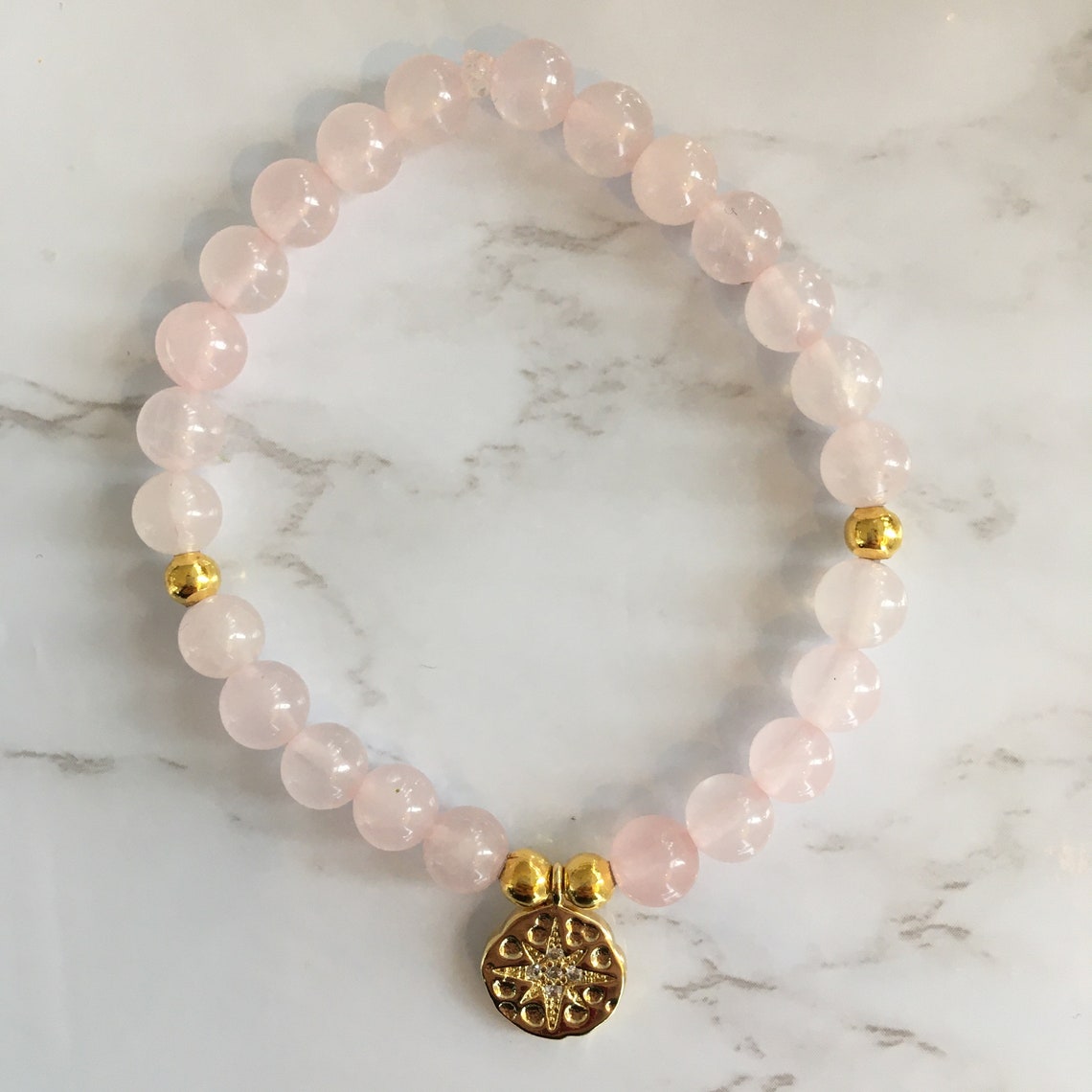 Self-love collection Rose Quartz mala bracelet with star | Etsy