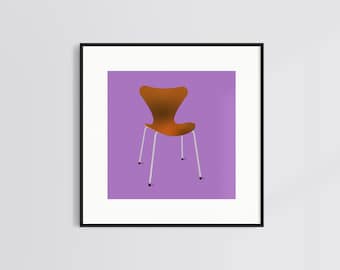 Handmade Print Bauhaus Design Chair - Minimalistic - Home Decor - Mid century Modern -