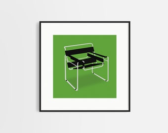 Handmade Wassily Chair Print: Bauhaus Design, Mid-Century Modern Wall Art