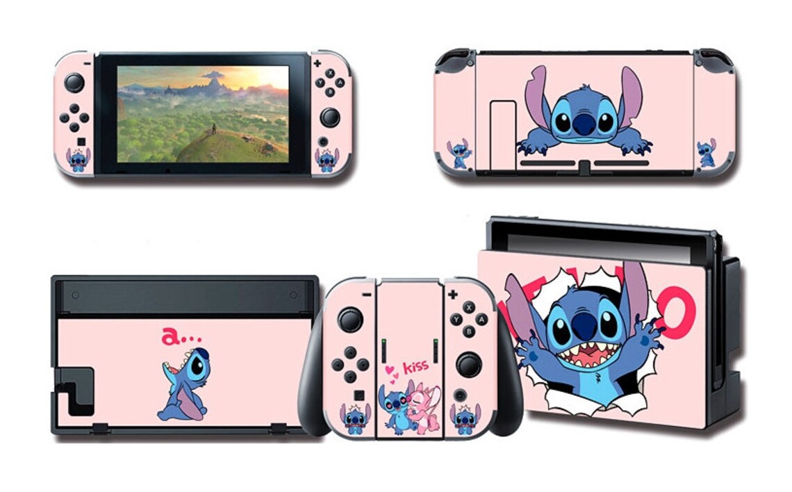 Stitch Nintendo Switch Skin Black Switch OLED Stickers Full Wrap Skin
