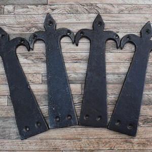 4pcs VTG Cast Iron Gate Door Dummy Hinges Wooden Furniture Hardware Salvage Decorative Ornament 6.5&quot; inch