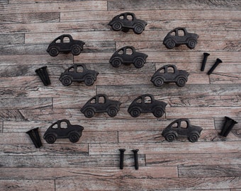 10 Cast Iron Car Drawer Pulls, Vintage Farmhouse Decor