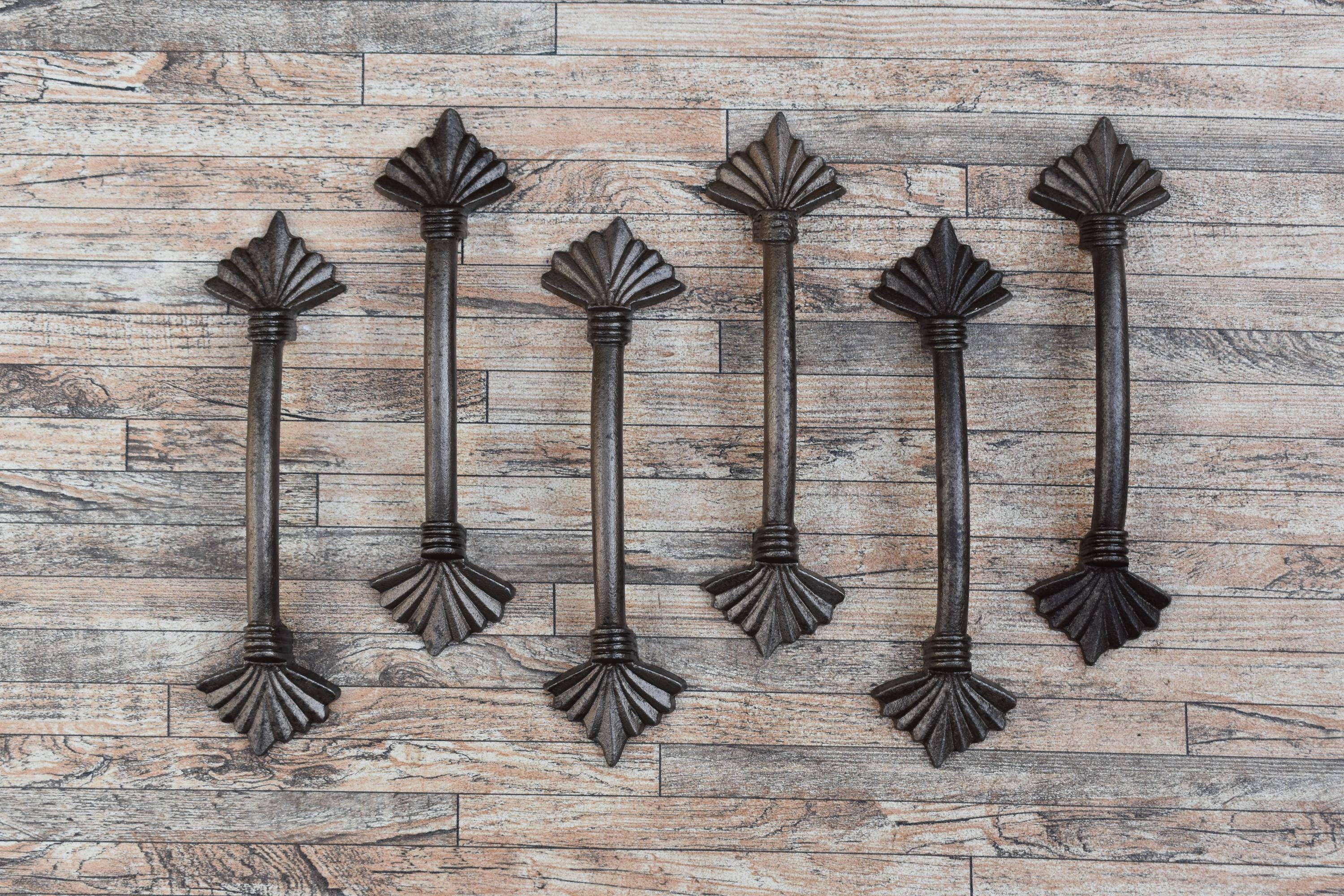 Xisakaca 5 Pcs Sliding Barn Door Pull Handles, Black Curved Gate Pulls