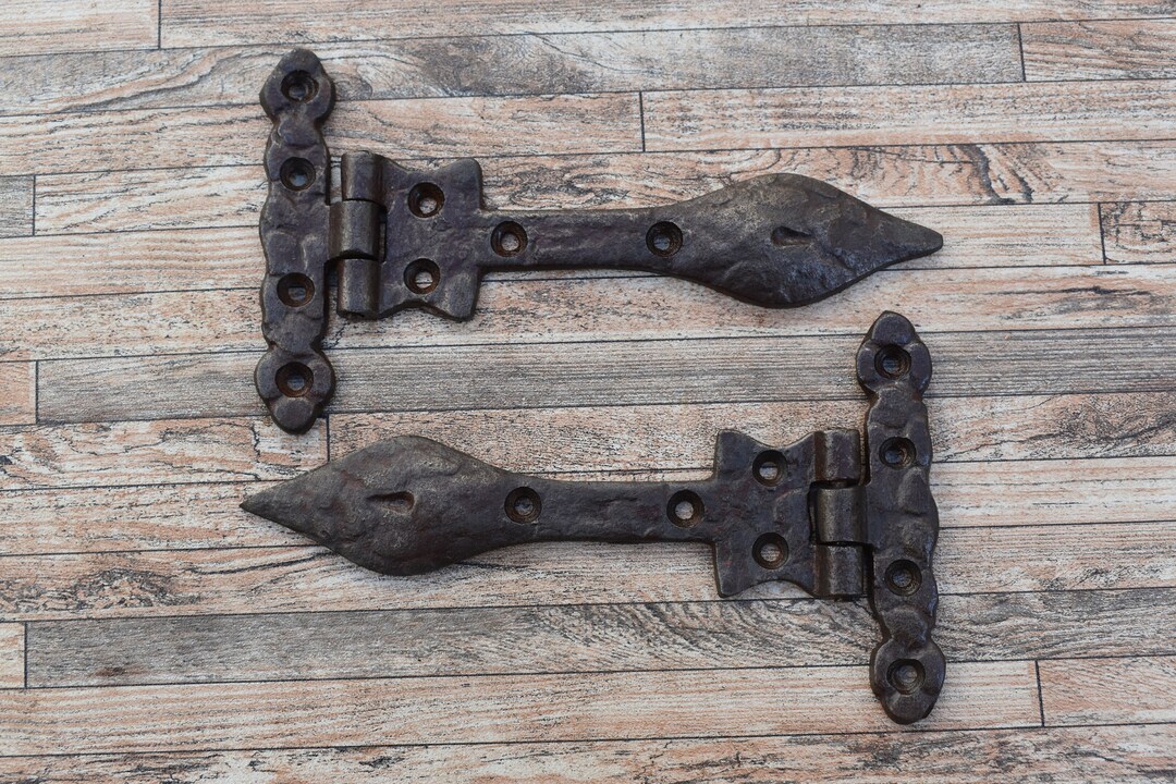 2pcs Vtg Cast Iron Gate Hinges Door Hinges Farm Barn Hinges Hardware
