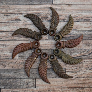 10Pcs Vintage Cast Brass Leaf Twist Turn LATCH Drawer Cabinet Cupboard Door Gate Stopper Latch Rusty Farm Barn House Decor