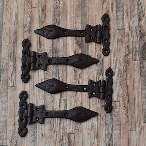 4pcs Vtg Cast Iron Gate Hinges Door Hinges Farm Barn Hinges Hardware House Decorative Ornament 6&quot; inch