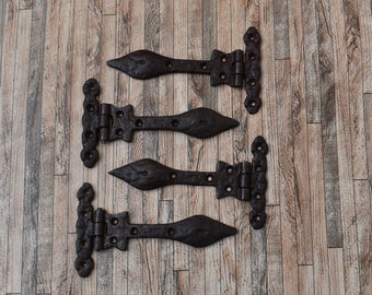 4pcs Vtg Cast Iron Gate Hinges Door Hinges Farm Barn Hinges Hardware House Decorative Ornament 6&quot; inch