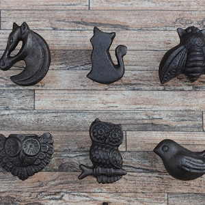 1x Vintage Style Solid Cast Iron Knobs Animals Birds Figure Shape Door Gate Drawer Cupboard Cabinet Screen Pull Handles Farm Kitchen Decor