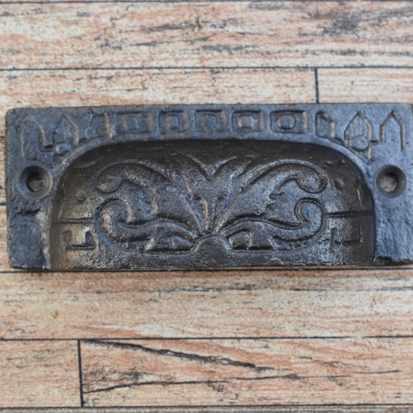1 poignée de poubelle pour tasses florales en fonte de style vintage, décoration de ferme d'armoire de cuisine