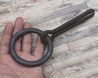 Vintage wrought Iron handforged Horse Tie Hitching Post Ring Rustic Tools Handmade Stable Harness Farm Barn House Decor 7&quot; inch