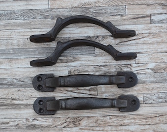 Conjunto de 4 puxadores de gaveta vintage de ferro fundido de 15 cm (6") - Puxadores para portas de armários de cozinha