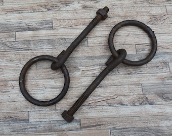2 pcs Iron Handmade Horse Tie Hitching Post Ring Tools Stable Harness Farm Barn House Decor 7&quot;
