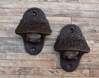 2pcs Vtg Cast Iron Wall Mounted Bottle Opener House Kitchen Farm Barn Garden Decor Tool