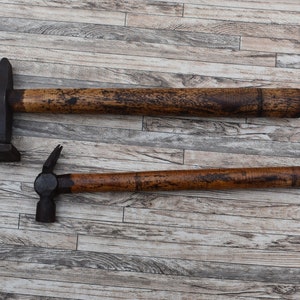 2pcs Vintage Iron Handmade Tinsmith Blacksmith Carpentry Wood Working Chasing and Klaw Hammer Hardware Tools