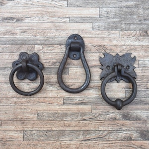 Cast Iron Door Ring Pull, Vintage Style Kitchen Cabinet Knob Handle, Gate Hardware ( 1x )
