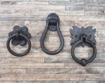 Cast Iron Door Ring Pull, Vintage Style Kitchen Cabinet Knob Handle, Gate Hardware ( 1x )