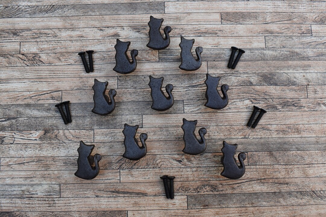 10pcs Vintage Cast Iron Cat Shape Door Knobs Drawer Etsy