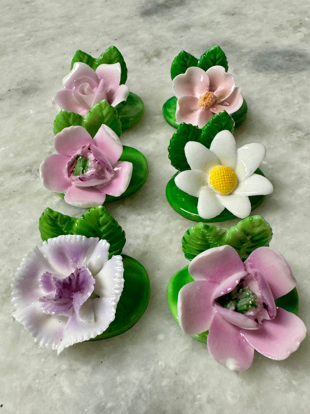 Beautiful Fine Diamantine China Flower Place Card Holders Flower