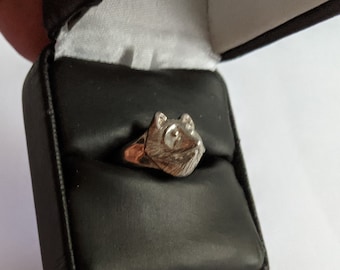 Sterling Silver Raccoon head ring