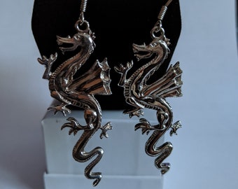 Sterling Silver Dragon ear pendants