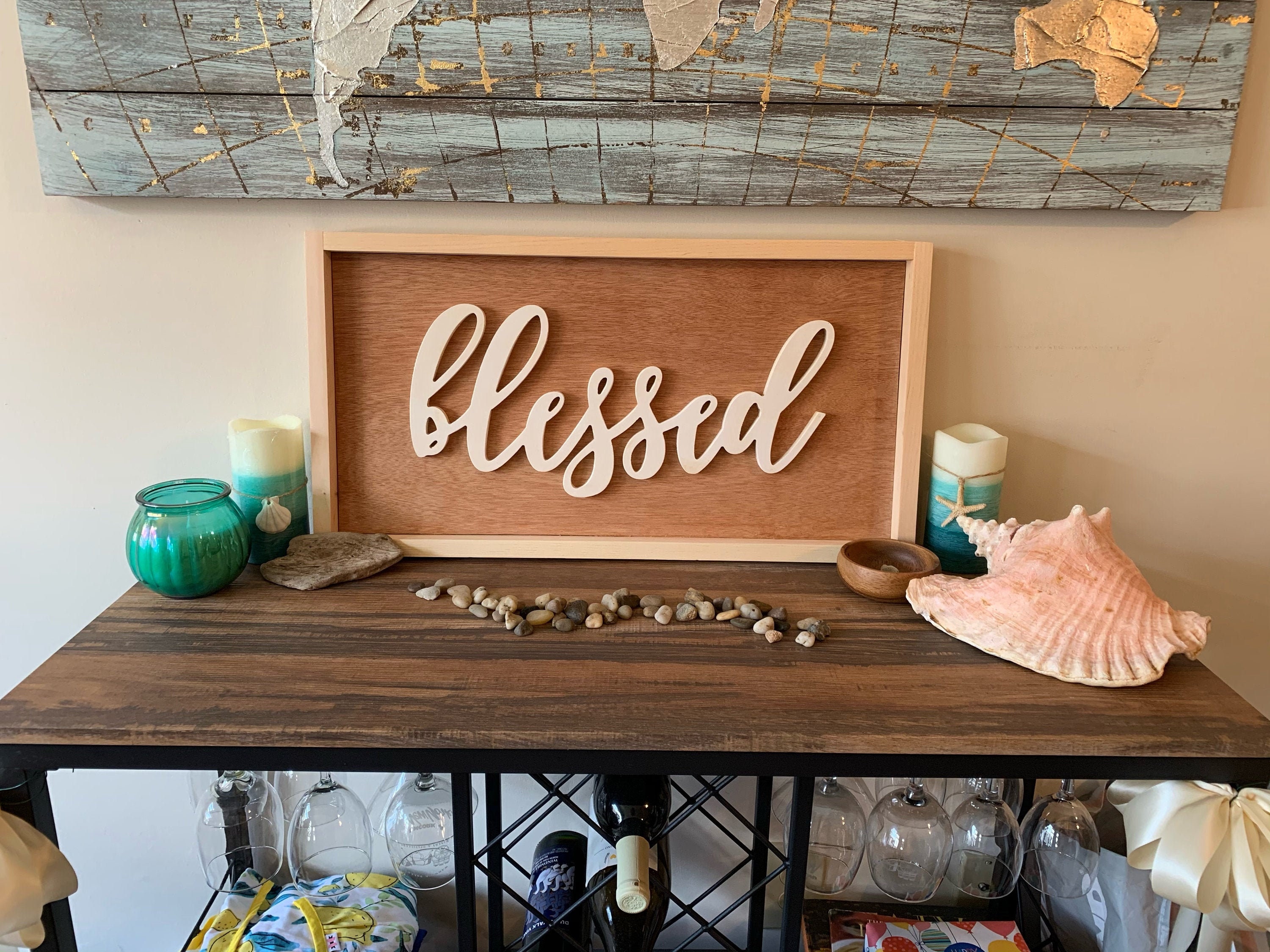 Blessed Home Decor, Wall Hanging Sign, Family Art, Rustic Home Decor ...