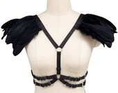 Body Harness Feathers Hollow Out Tops Epaulette Shoulder Wing Punk Goth Rave Festival Costumes