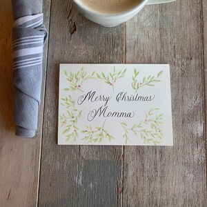 Carte pliée Aquarelle PERSONNALISÉE | Noël Calligraphie Point Pen / Joyeux Noël / Lettrage / | personnalisé Courrier | Parfait pour cadeau