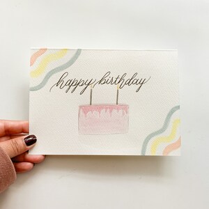 5x7 Acquerello Biglietto di auguri di buon compleanno / Biglietto piegato / Calligrafia / Buon Natale / Lettering / Personalizzato / Mail