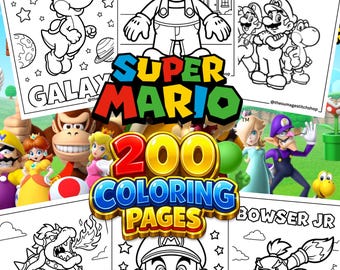 Disegni da colorare di Super Mario / Fogli da colorare stampabili / Pagine di attività per bambini / Libro da colorare di videogiochi / Download immediato