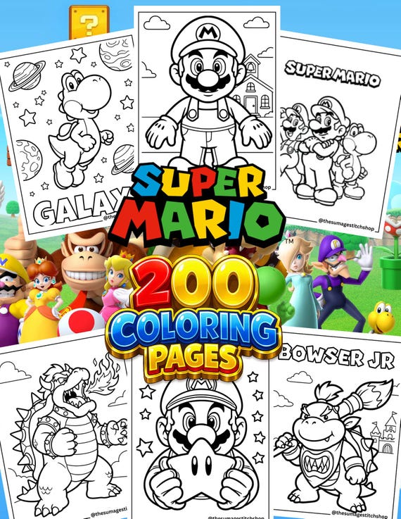 Super Mario Coloring Pages | Printable Coloring Sheets | Kids Activity Pages | Video Game Coloring Book | Instant Download