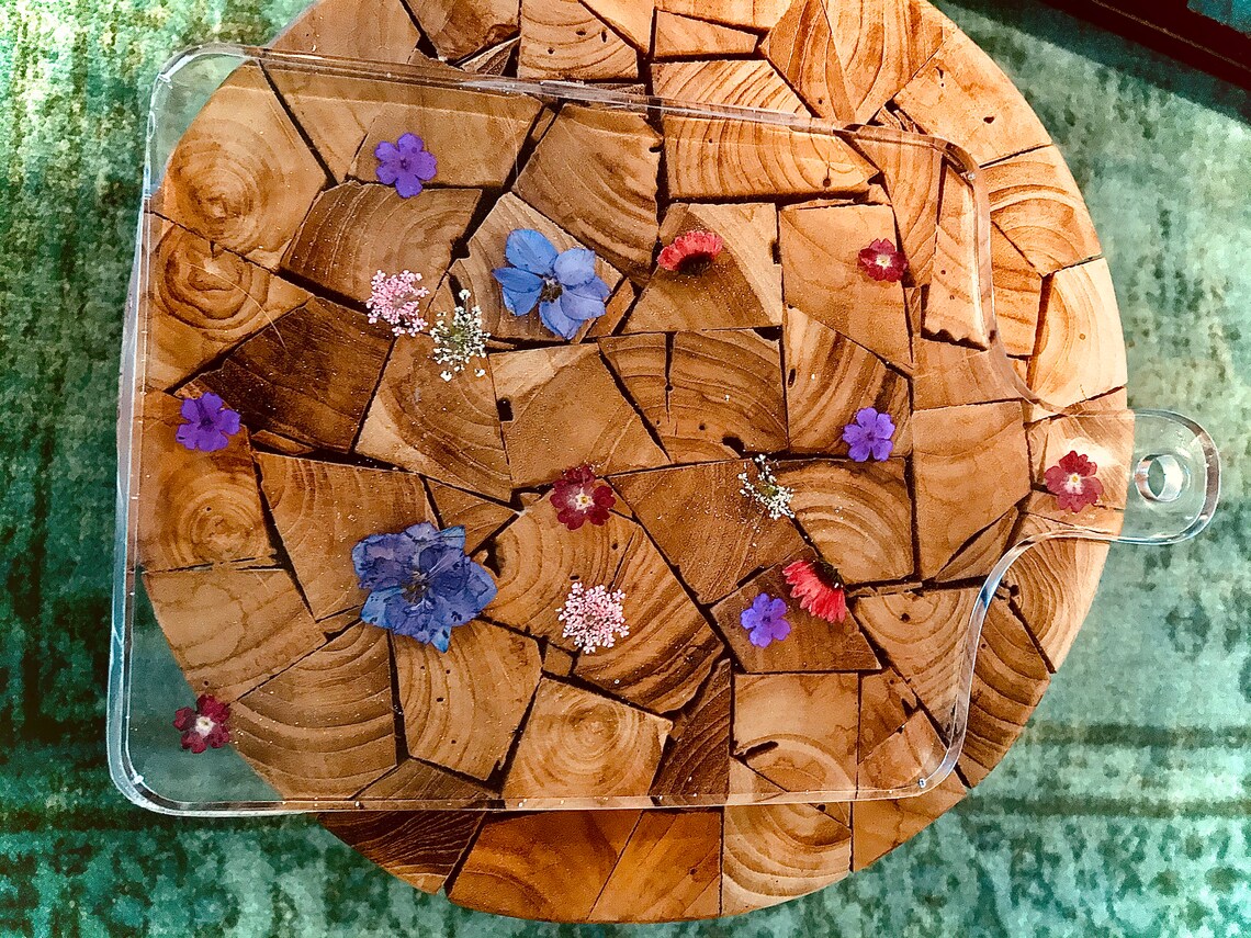 Epoxy Resin and Pressed Wildflower Serving Tray Etsy Hong Kong