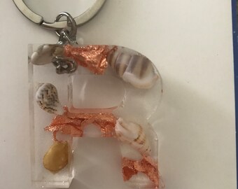 Epoxy resin shell letter key chain