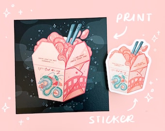 Takeout Sticker and Art Print | waterproof vinyl laptop, journal sticker and print