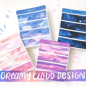 Fogli adesivi Dreamy Clouds / 4 design / adesivi per bullet journal e scrapbooking