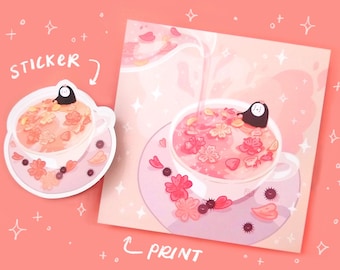 Flower Tea  Sticker and Art Print | waterproof sticker for laptop and journal | decorative art print