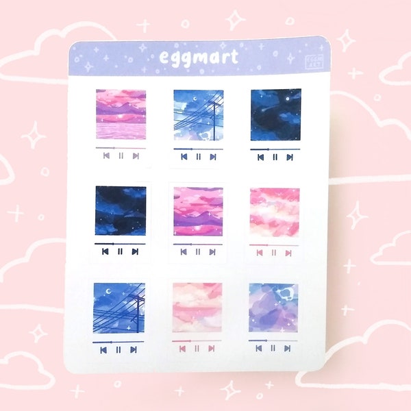 Cloudy Skies Playlist Sticker Sheet | bullet journal and scrapbooking sticker