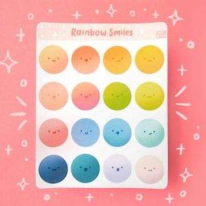 Regenbogen Farbverlauf Smile Kreis Sticker Bogen | Bulletjournal und Scrapbooking Sticker