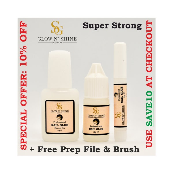 Extra Strong False Nail Glue 2g - 3g - 10g Professional Nail Glue Acrylic False Nails Tips Nail Art Salon Quality by SG Glow N' Shine London