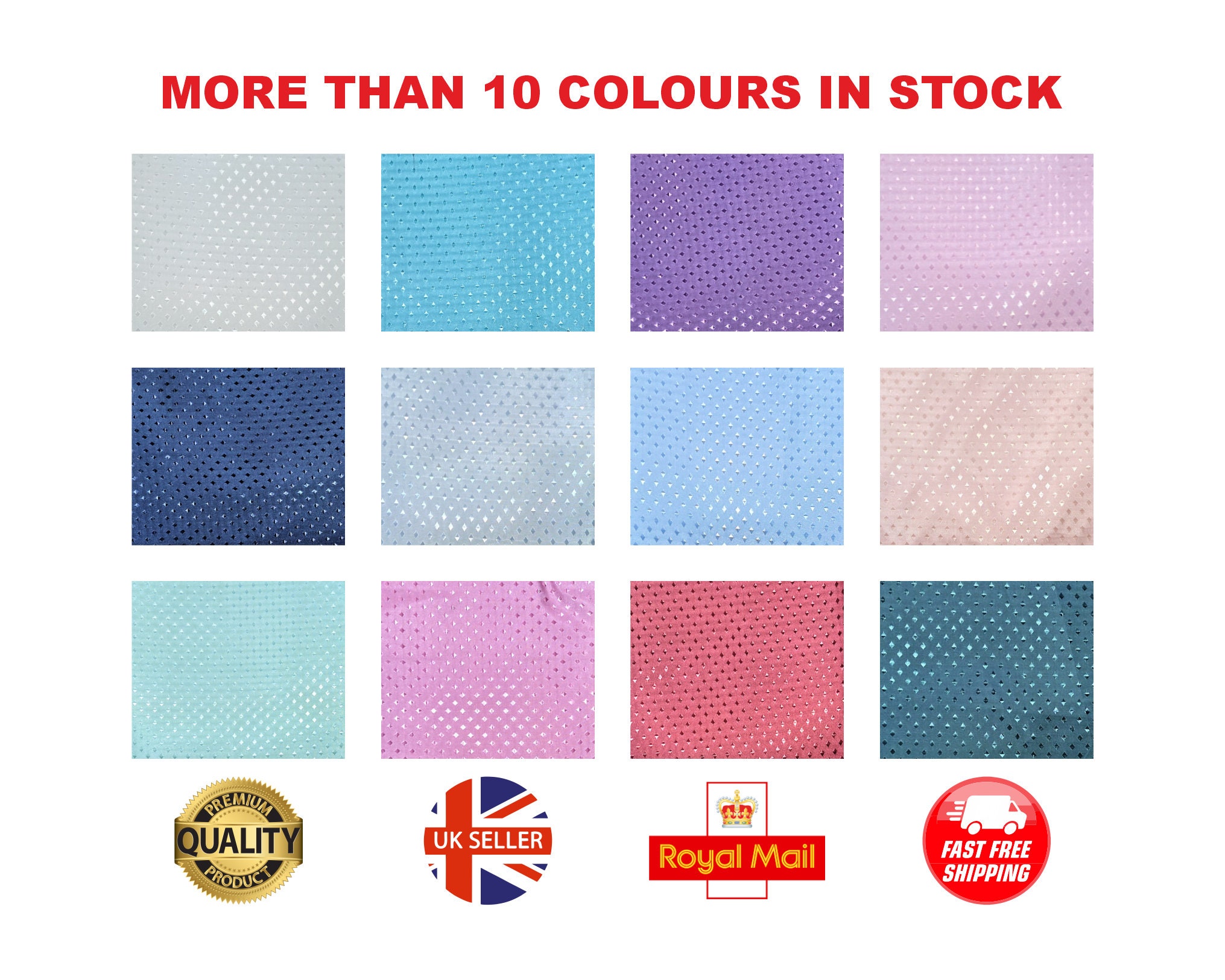 High Quality 100% Polyester Waterproof Shower Curtain Diamond Pattern With  FREE Ring Hooks 180cm X 180cm -  UK