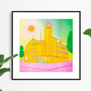 Groningen art print | Riso print | Amsterdam School architecture, expressionism, cubism | 30 x 30 cm square