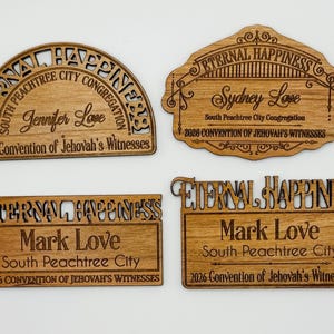 Engraved Wood Convention Name Badge - JW 2025/2026 - Magnetic or Pin
