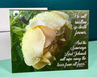 Card - Bereavement - Isaiah 25:8 - JW Greeting Cards - Resurrection Hope - Folded Card - Sorry for your loss - Each handmade to order