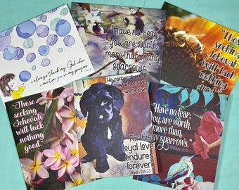 Card Set • Encouragement •  6 Cards • JW Greeting Cards • Worth more than Sparrows, Loyal Love, Prayers, Year Text - NWT