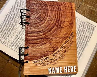 A5 Notebook, Elders - Gifts in Men - Worthy of Double Honor - Tree Ring - Elder Gifts - Available in Spanish - Each handmade to order