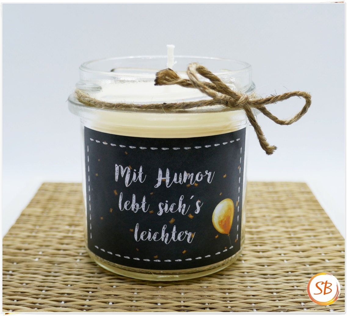 Kerze mit Spruch und Duft Glückskerze Sprüchekerze Kerze Etsy