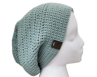 Gorro holgado de ganchillo hecho a mano Knottingail / Menta / Gorro de algodón / Gorros de primavera y verano / Relleno para cesta de Pascua
